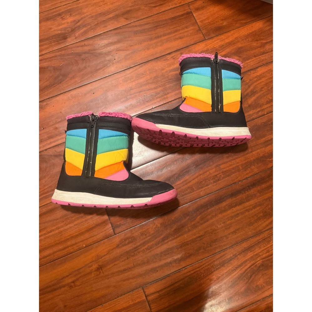 Merrell Snow Crush 2.0 Waterproof Winter Boots Rainbow Stripe Pink Faux Fur 7M - Picture 3 of 11